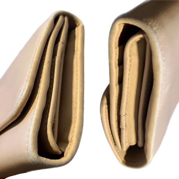 Salvatore Ferragamo Smooth Khaki Leather & Gold Gancini Fold Over Long Wallet - Picture 4 of 12